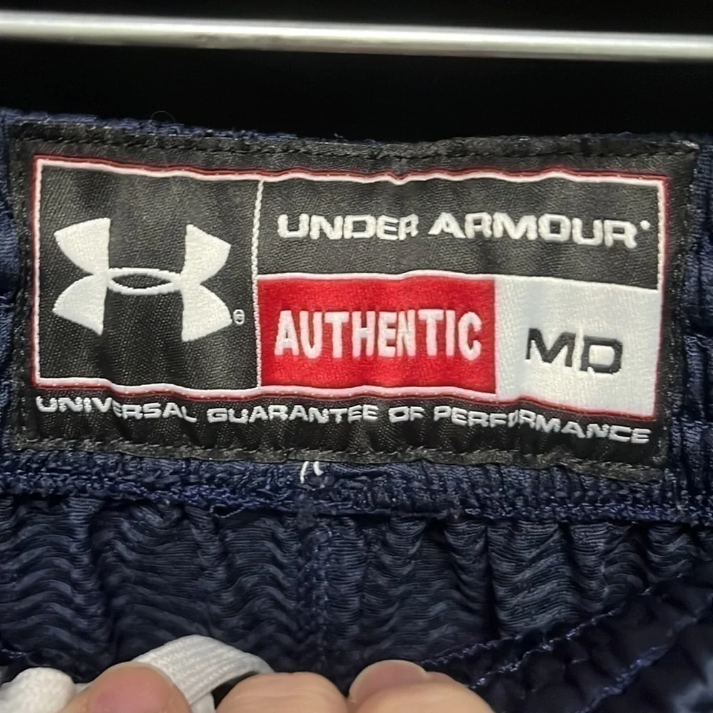 UNDER Armour- navy blue and white polyester athletic shorts